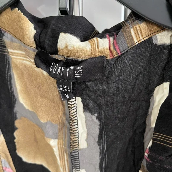 Comfy USA Abstract Patterned Dress - Black, Brown, Tan - Picture 2 of 2